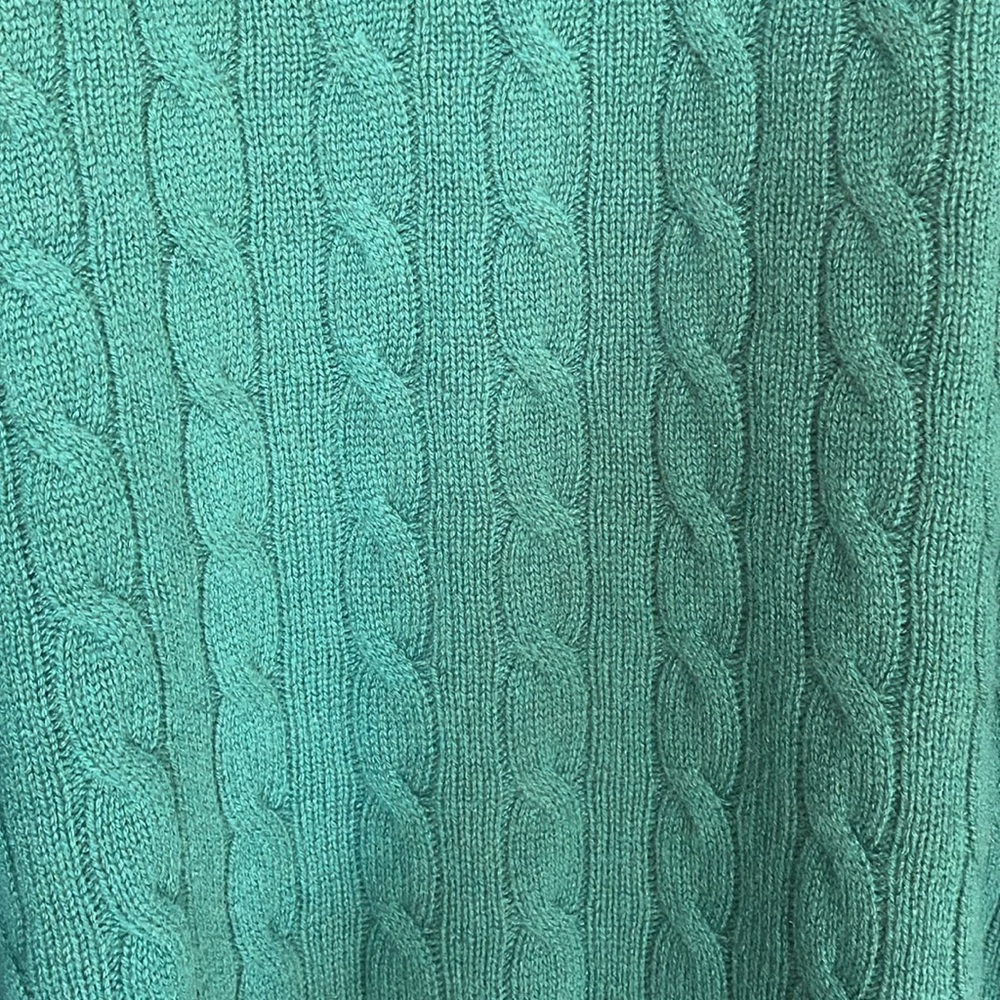 Vineyard Vines Green Longsleeve Cashmere Cable Knit Crewneck Sweater Women's 3X - Picture 6 of 7